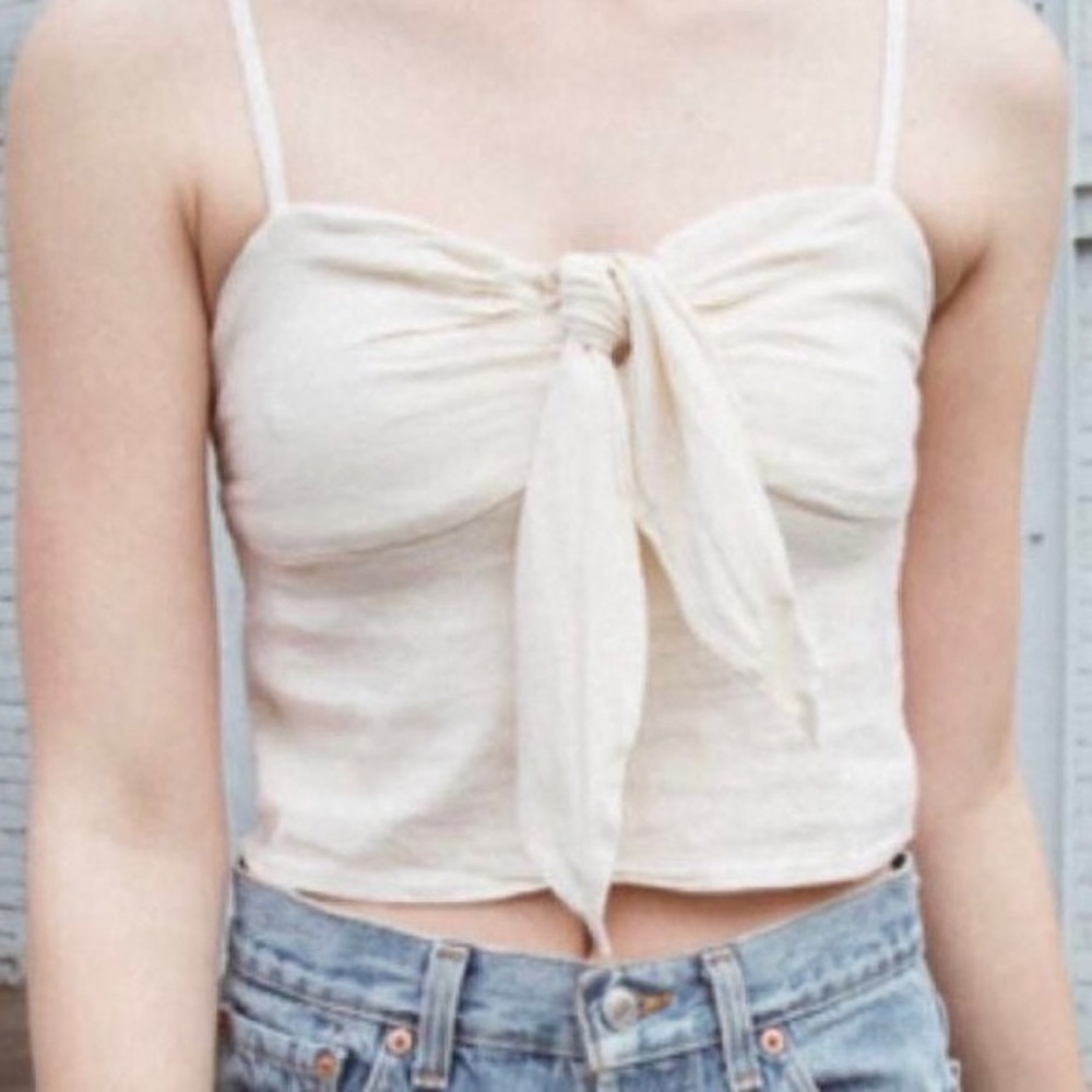 Brandy Melville - Front Tie Pale Yellow Top